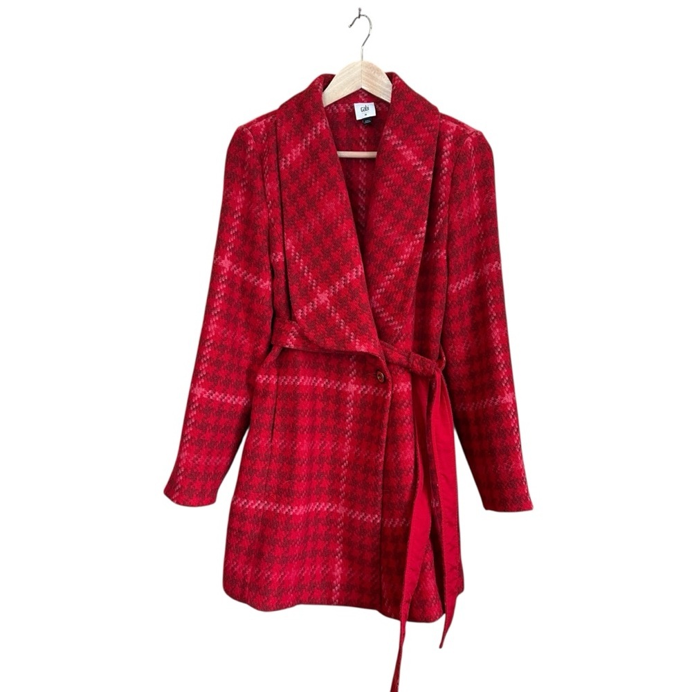 CAbi Red Check Evita Coat Jacket, Style #4295, Size M - Picture 3 of 10